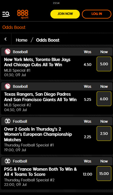 888Sports odds