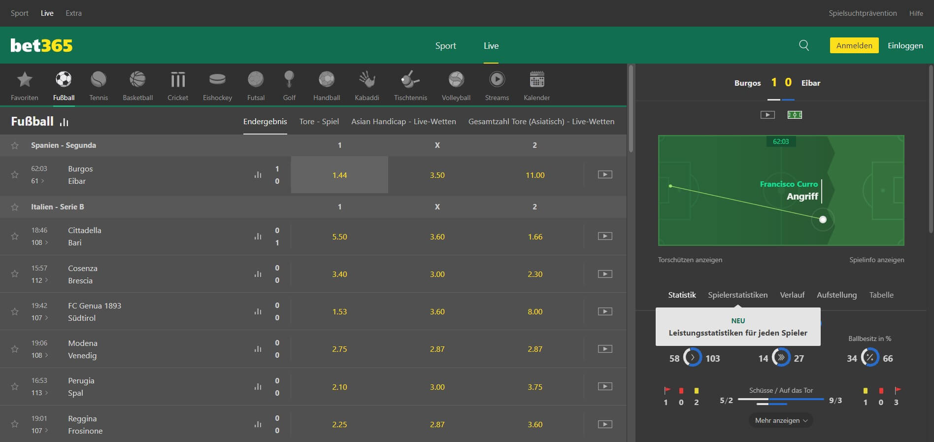 bet365 Germany Live Betting