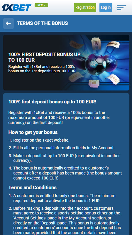 Welcome Bonus at 1xBet
