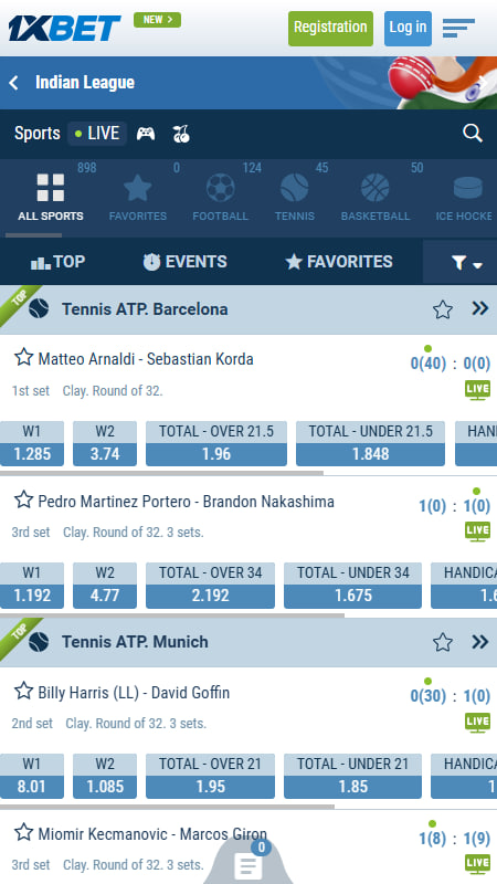 1xBet Live Betting 