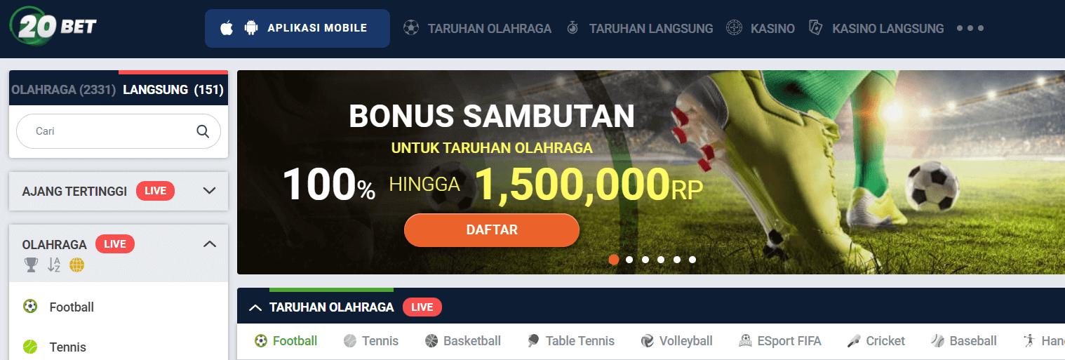 20bet indonesia welcome bonus