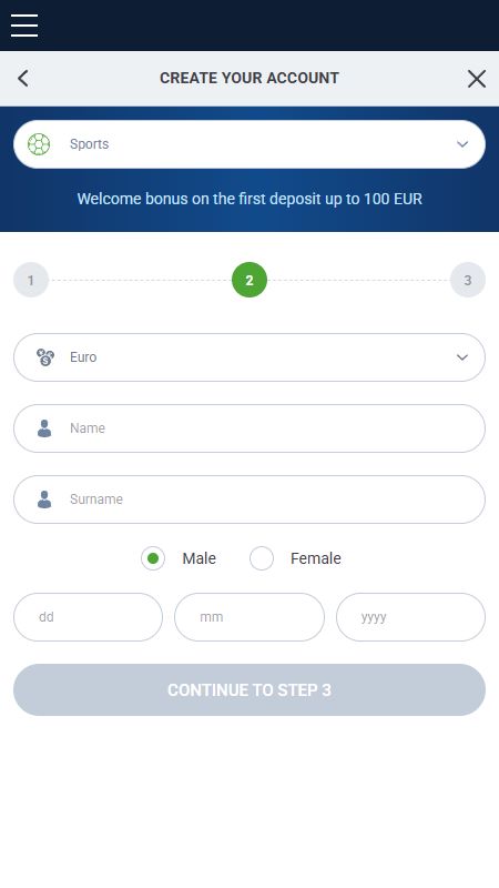 Creating an account on 20Bet