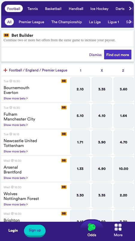 Casumo sports betting interface