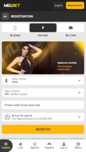 Create an account in Melbet