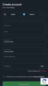 Create an account in Sportsbet.io 