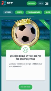 Bonuses and promotions available at 22Bet Pakistan