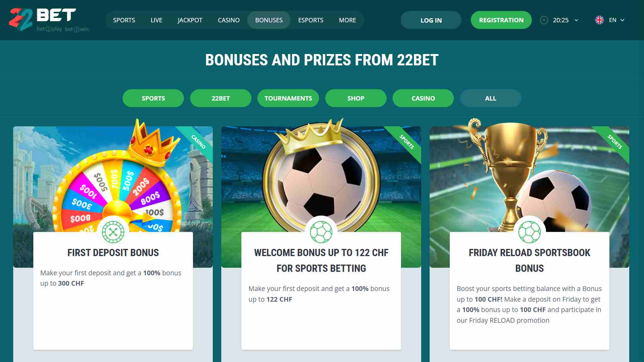 bonuses 22bet allbets