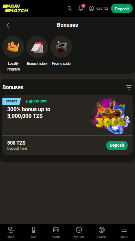 Bonuses and Promotions at Parimatch Tanzania