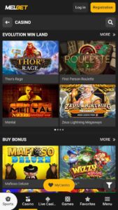 Casino popular games in Melbet 