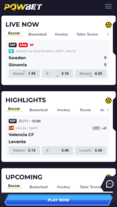 Live betting interface