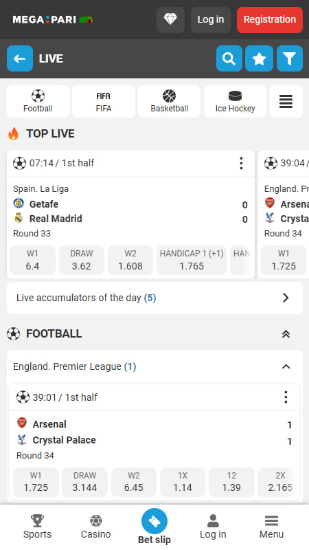 Live betting at Megapari Zambia