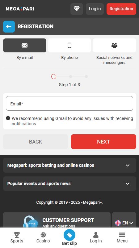 Creating an account on Megapari