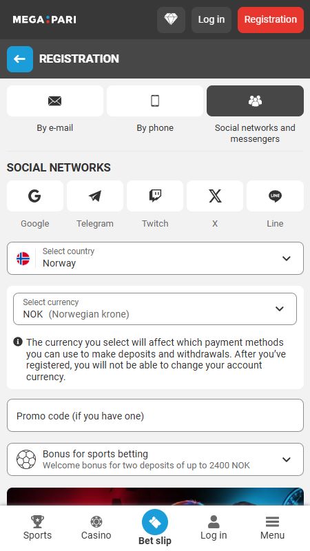 Creating an account on Megapari