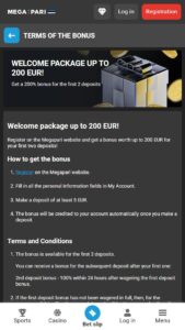 Bonuses for new users in Megapari Estonia