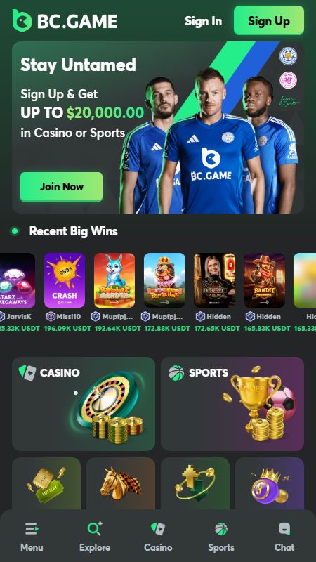 BC Game iOS mobile application