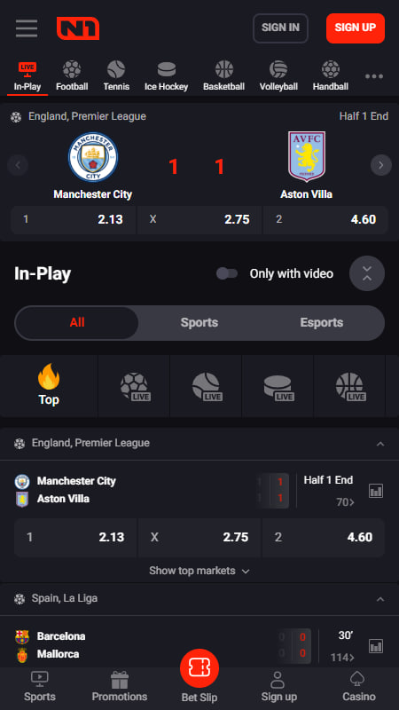 Live betting at N1Bet 