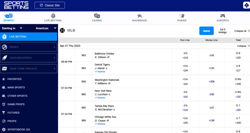 SportsBetting live betting