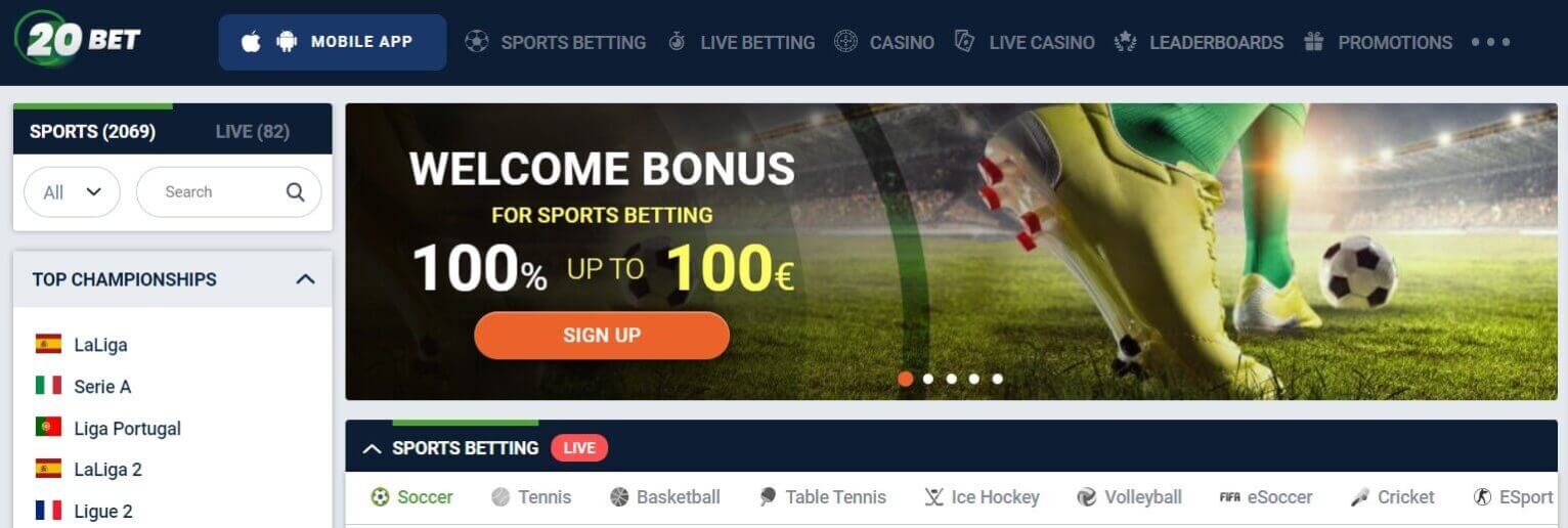 20bet welcome bonus