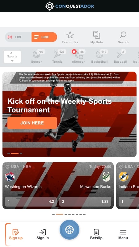 Conquestador sports betting interface