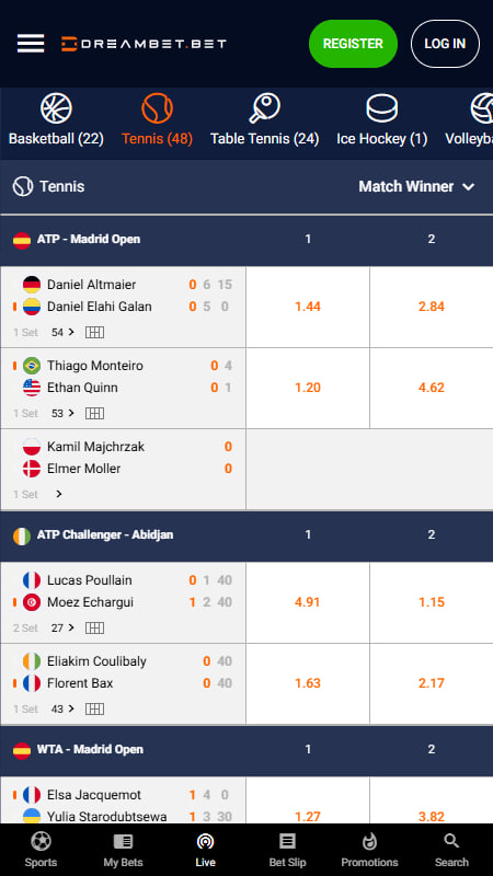 Live Betting at Dream.bet 
