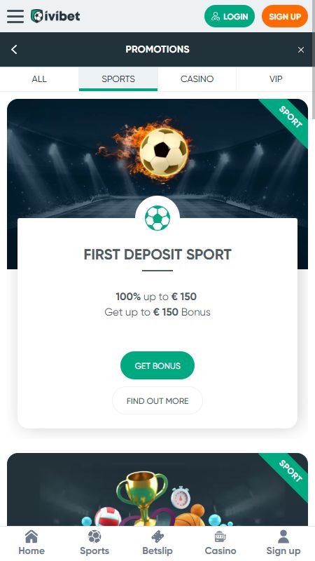 Promotions page on Ivibet