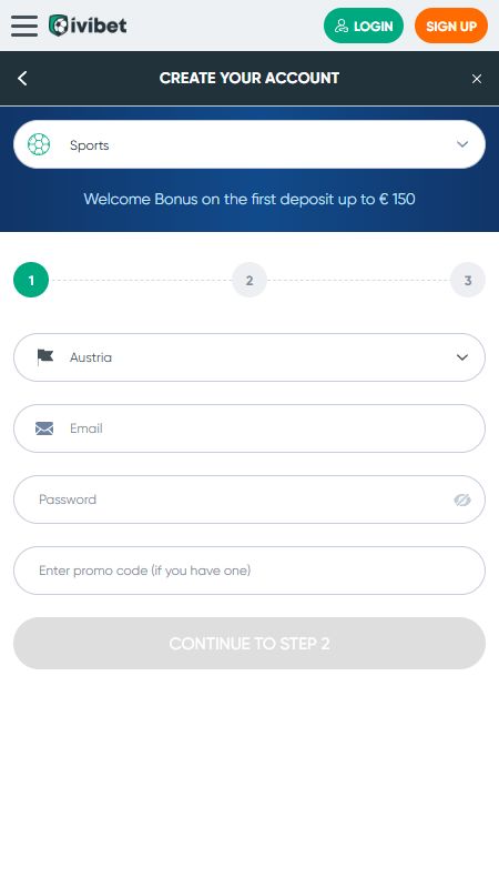 Creating an account on Ivibet