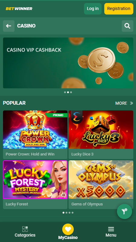 Betwinner Casino Section