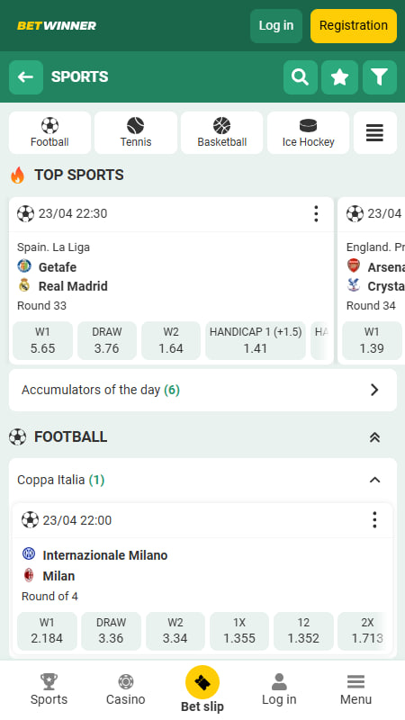 Sports Betting at Betwinner