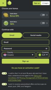 Create an account in Fresh Casino Croatia  