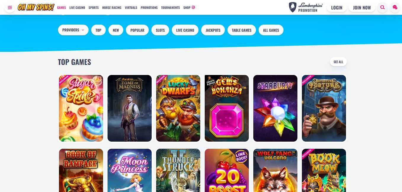 OhMySpins Casino Games