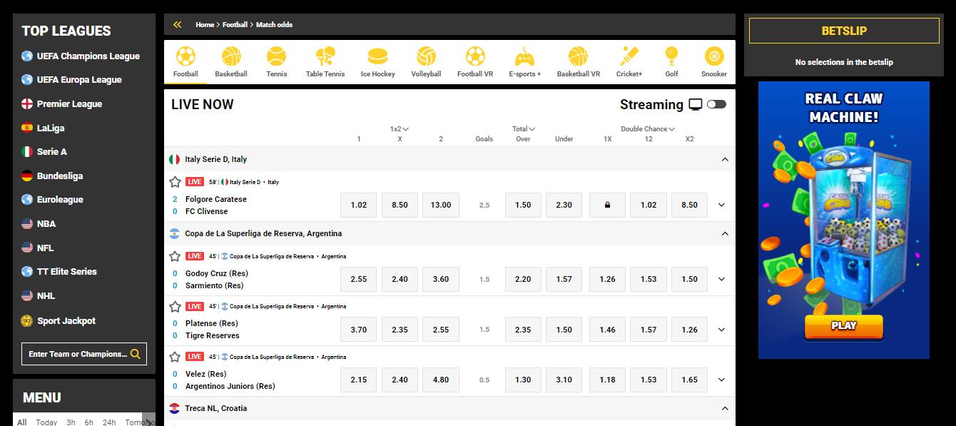 ZetCasino Live Betting