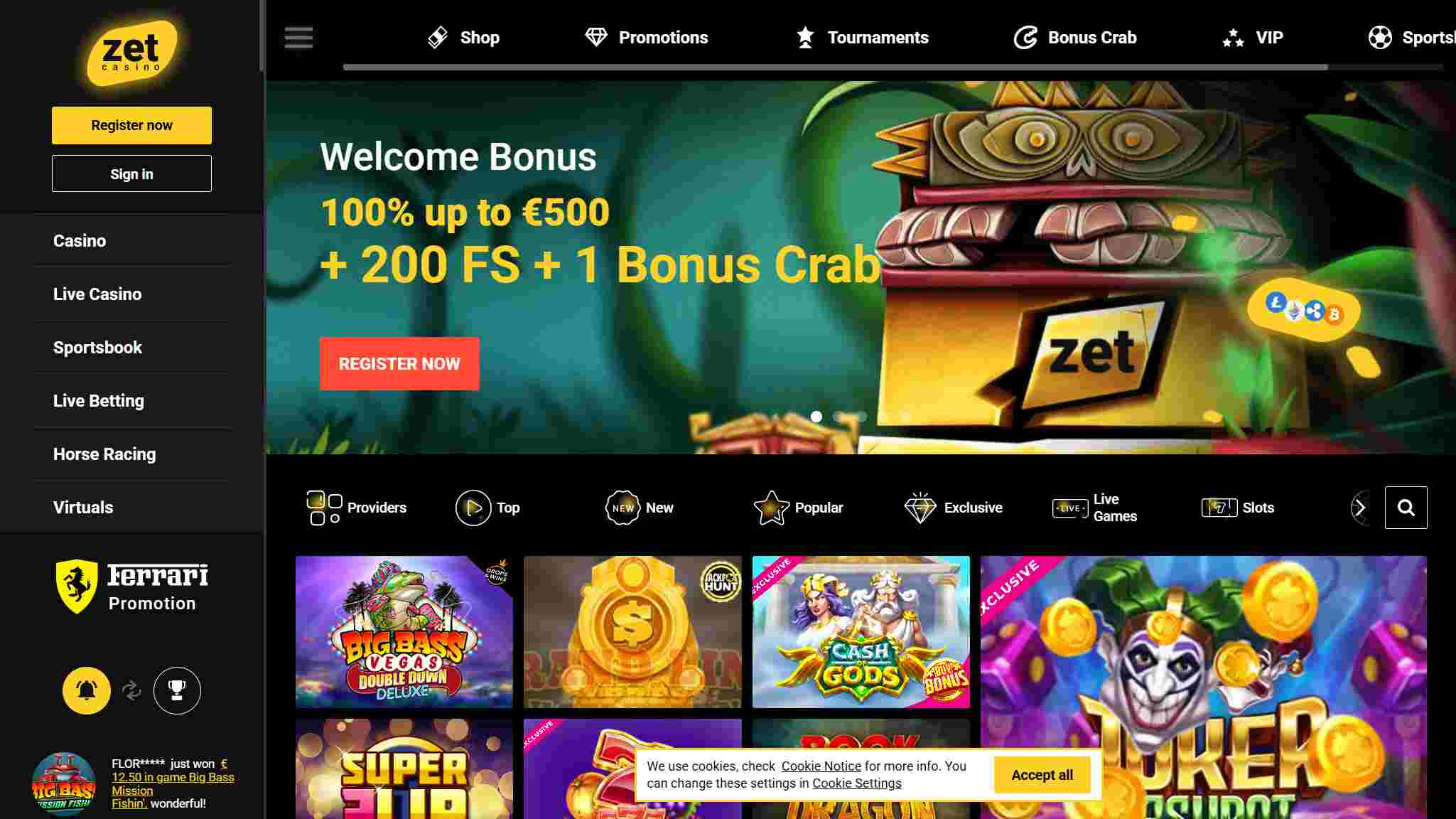 main ZetCasino allbets