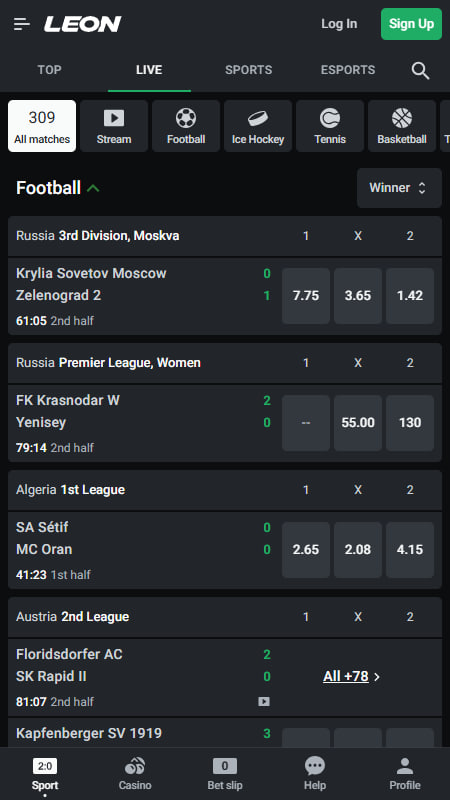 Leon Live betting  