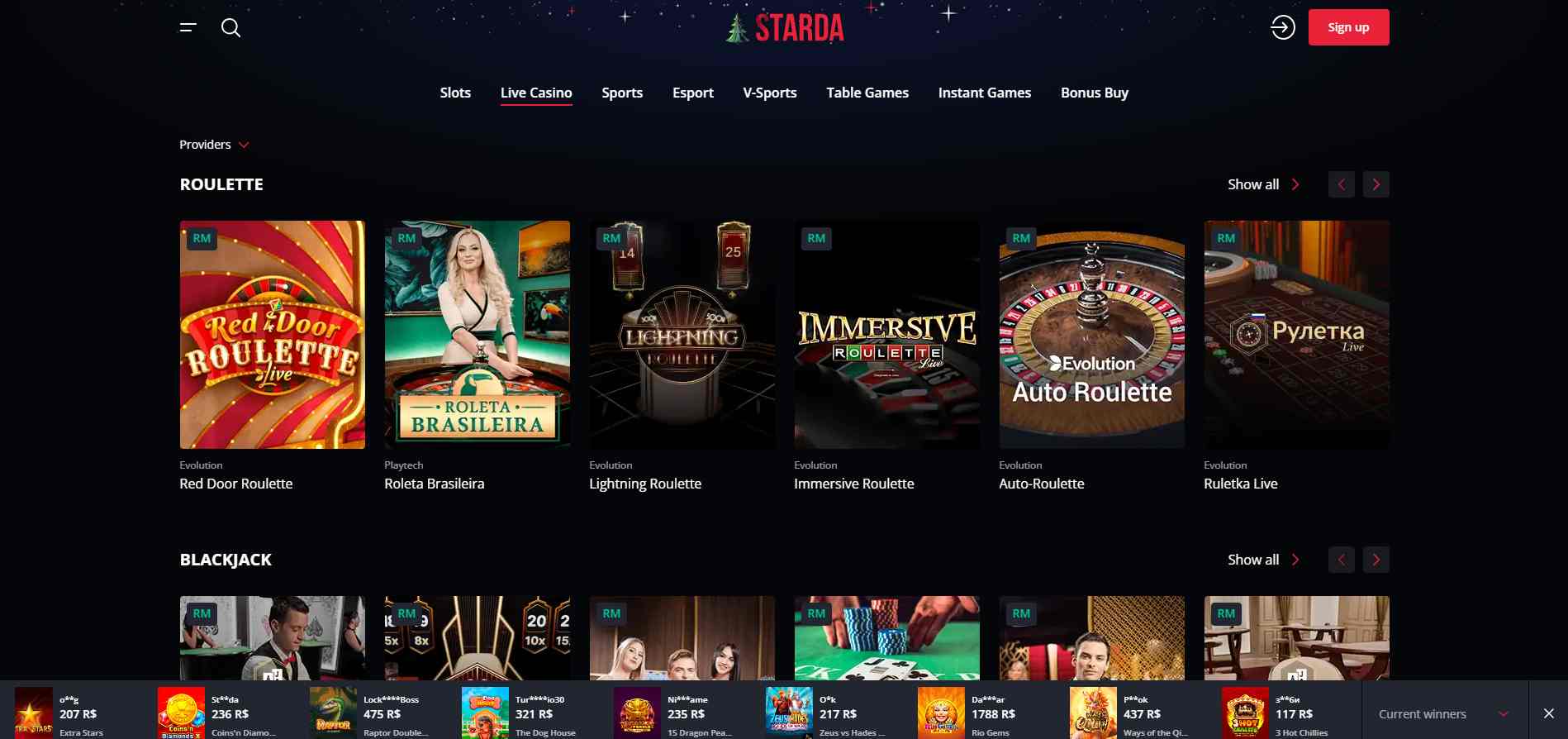 Starda Live casino 