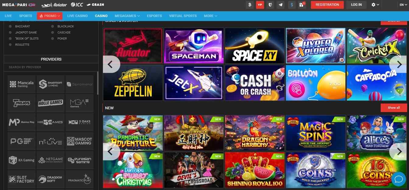 Megapari Casino Games Norway, allbets.tv