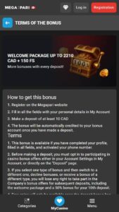 Megapari Casino promotions