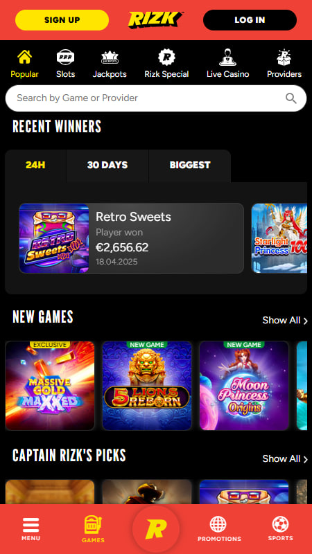Rizk Casino Section 