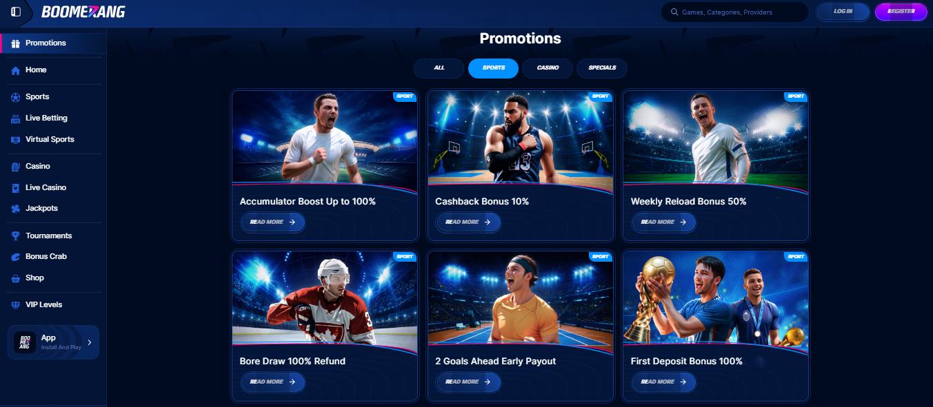 Boomerang-bet Sport Betting Bonuses, allbets.tv