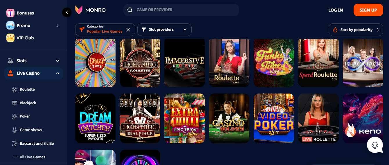 Monro Casino Live Games Estonia, allbets.tv