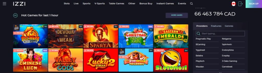 Popular Games at Izzi Casino