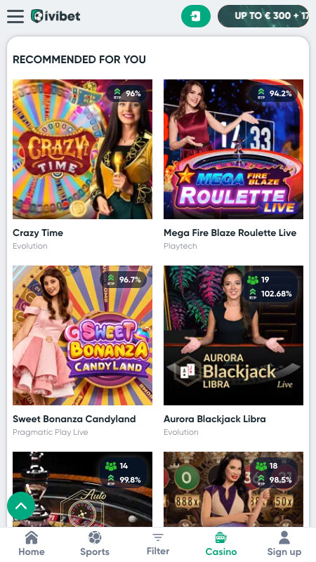 Ivibet live casino interface