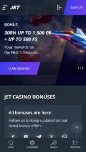 Jet Casinos casino promotions available