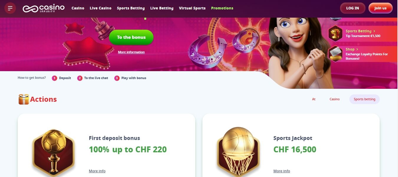 Casino Infinity Sport Betting Bonuses Switzerland, allbets.tv