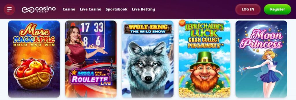 Games Variety at Casino Infinity