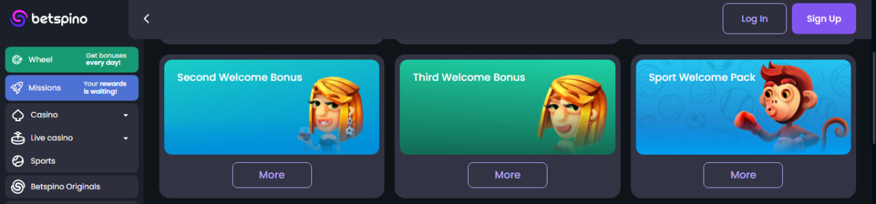 Betspino bonuses