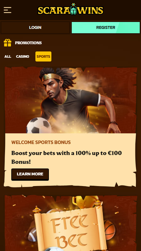 Scarawins Bookmaker Welcome Bonus