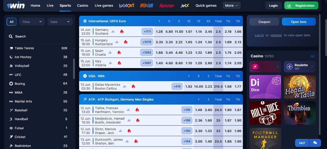 1Win Sport Betting, allbets.tv