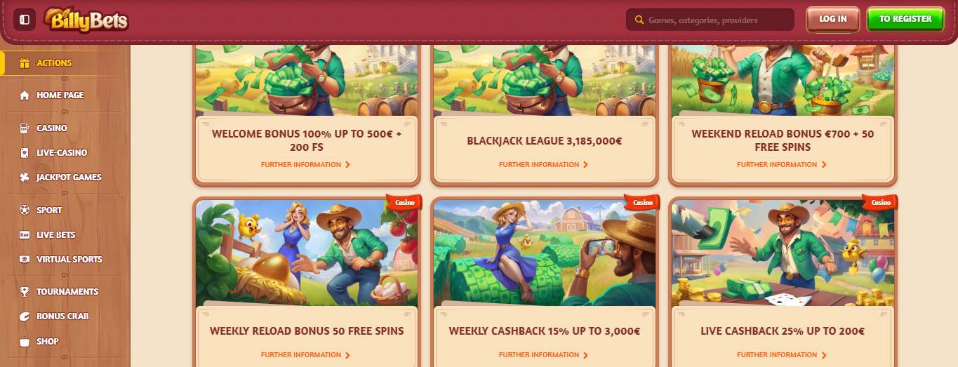 BillyBets Casino Bonuses