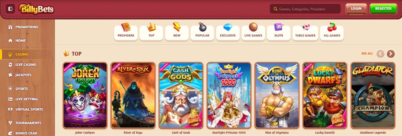 BillyBets Casino Games