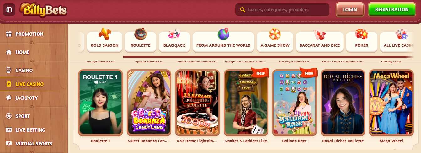 BillyBets Live Casino Czechia